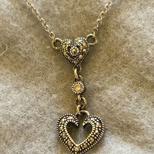 Beautiful Judith Jack Sterling Silver & Marcasite Necklace with Heart ❤️